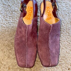 Michael Kors Quincy Brown Suede Slingback Mules